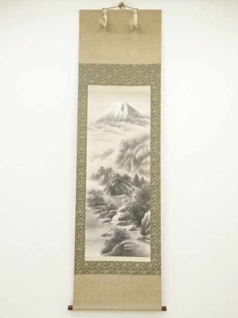 道具 ] - 道具 耕峰筆 水墨山水 肉筆絹本掛軸（共箱） | ネット